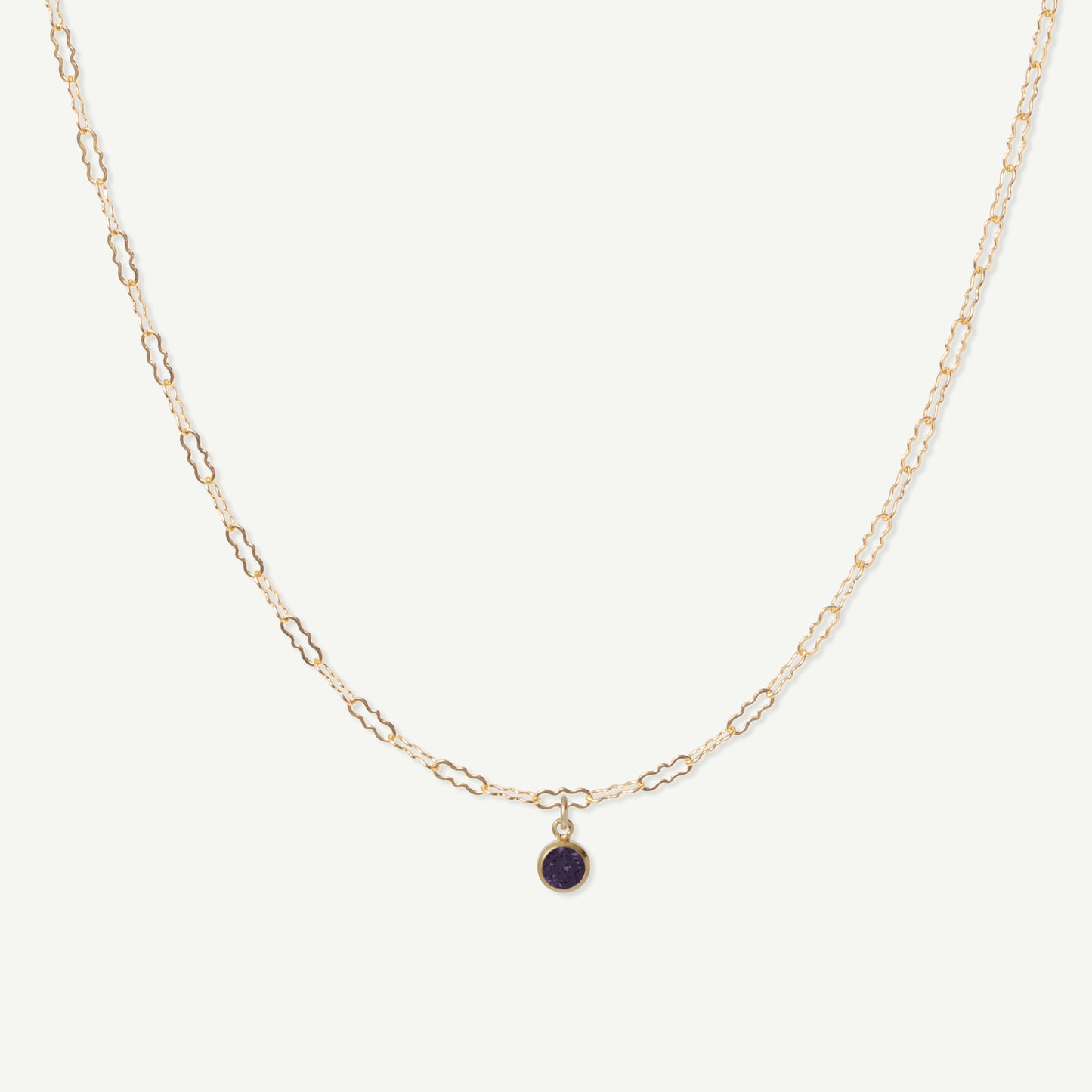 LucyKitty Gold Filled Fayette Birthstone Necklace in February Amethyst