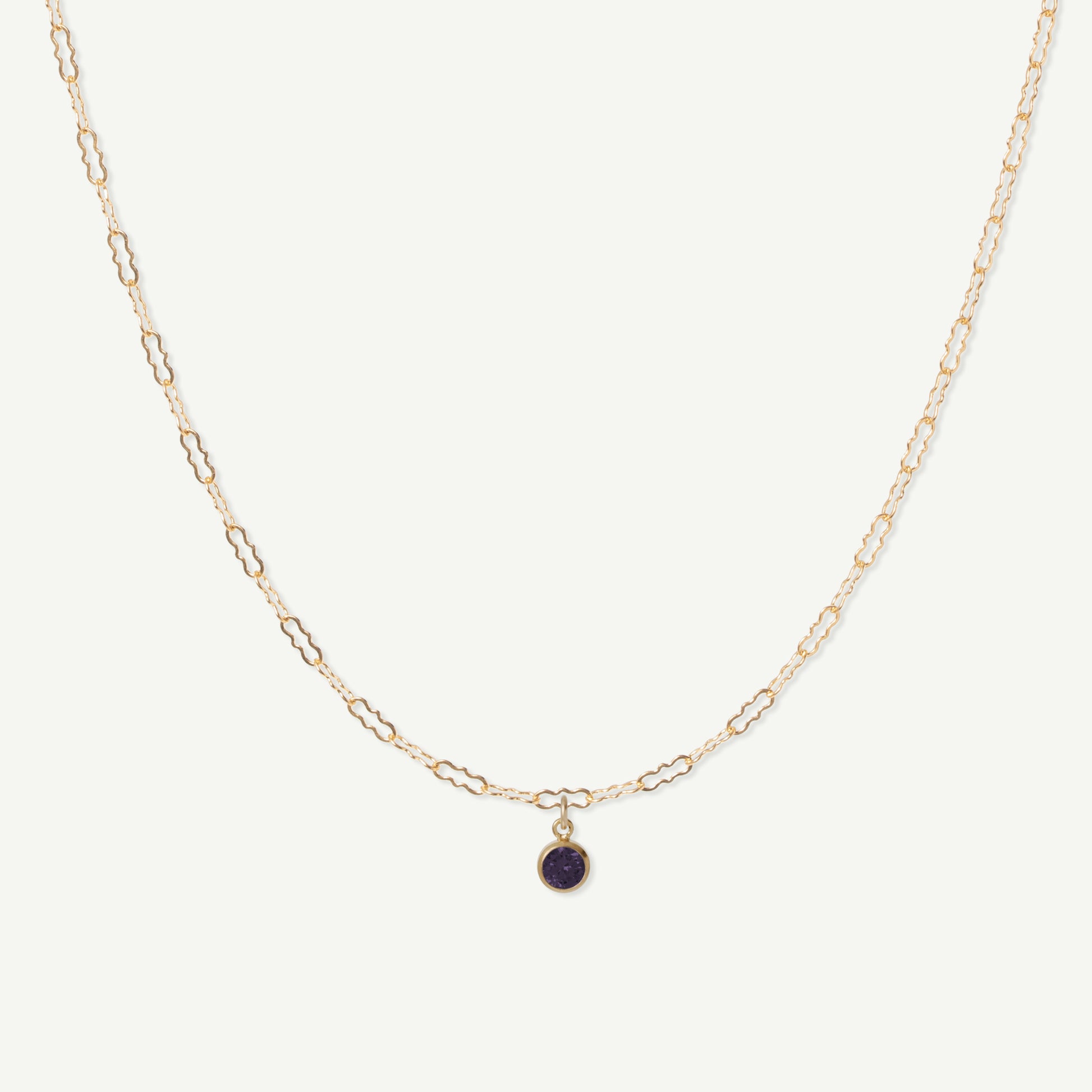 LucyKitty Gold Filled Fayette Birthstone Necklace in February Amethyst