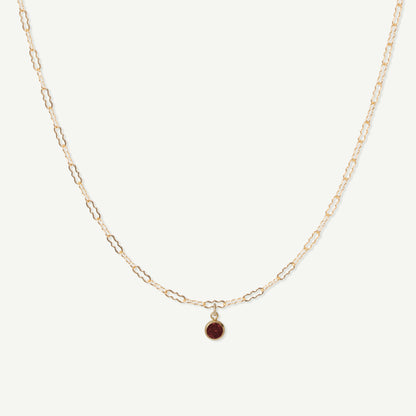 LucyKitty Gold Filled Fayette Birthstone Necklace in January Garnet