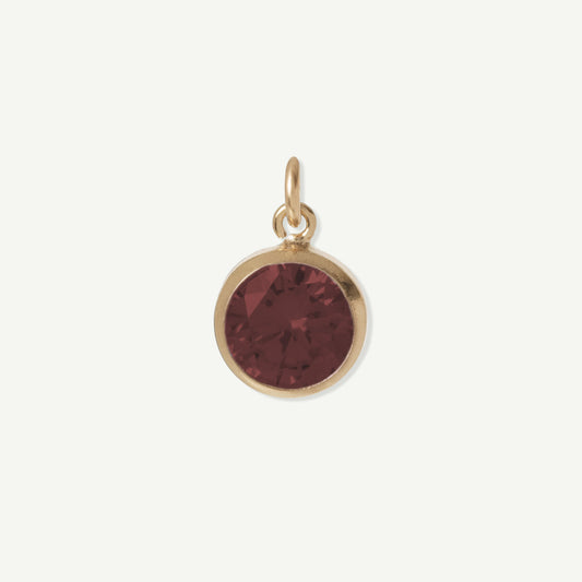 Gold Filled Iris Large Charm in Deep Red Garnet January birthstone