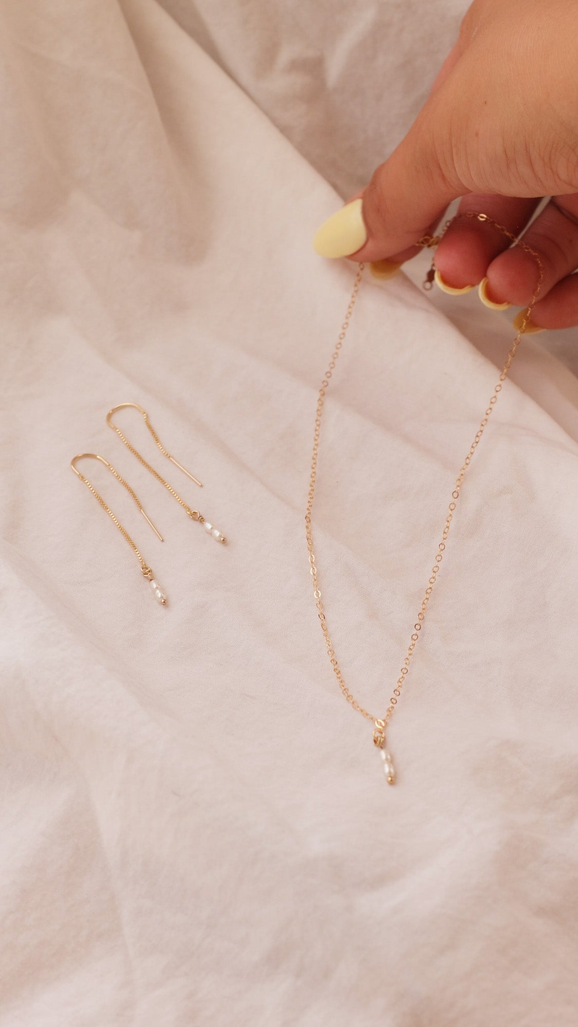 LucyKitty Gold Filled Maggie Mini Necklace and Maggie Mini Threader Earrings