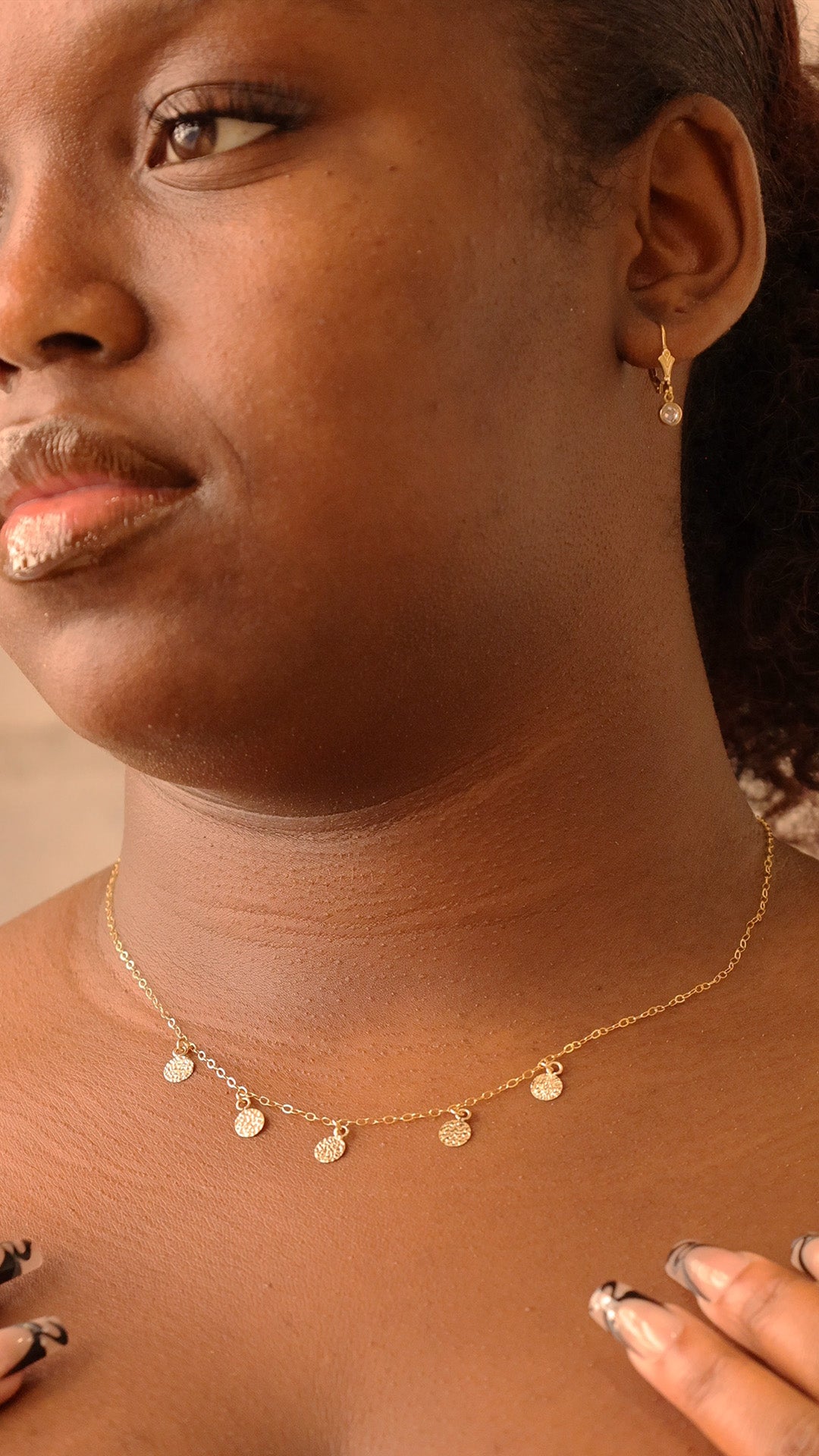 LucyKitty Gold Filled Mona Necklace and Moonstone Flora Earrings