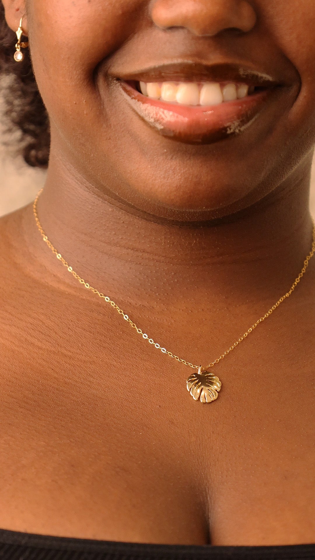 LucyKitty Gold Filled Monstera Necklace