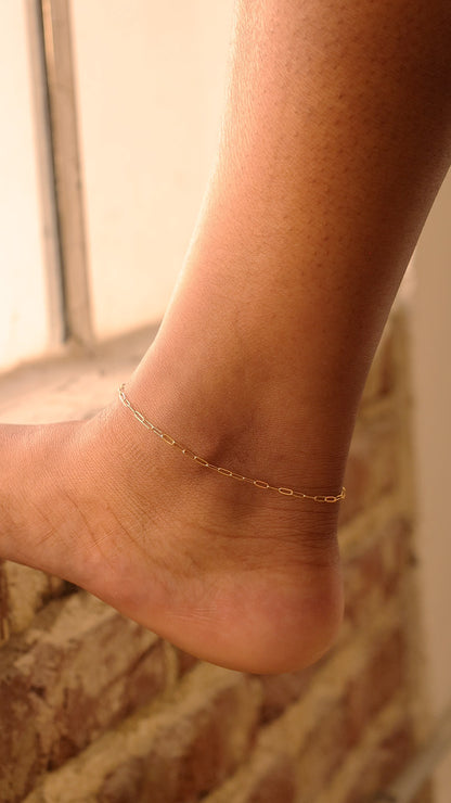 LucyKitty Gold Filled Paperclip Chain Anklet