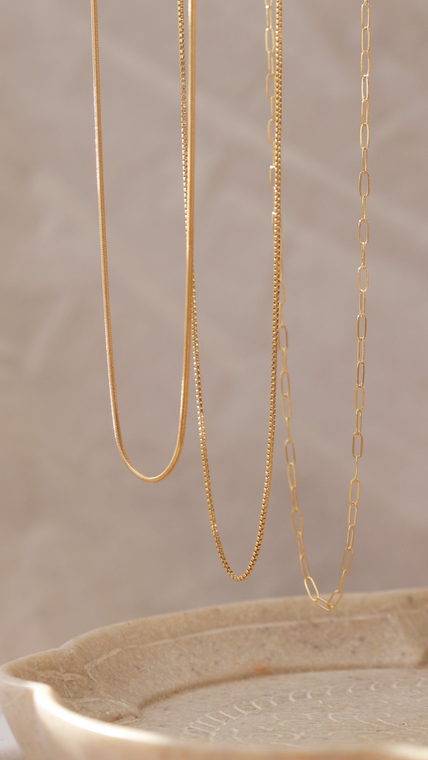 LucyKitty Gold Filled Snake Chain, Box Chain, and Paperclip Chain