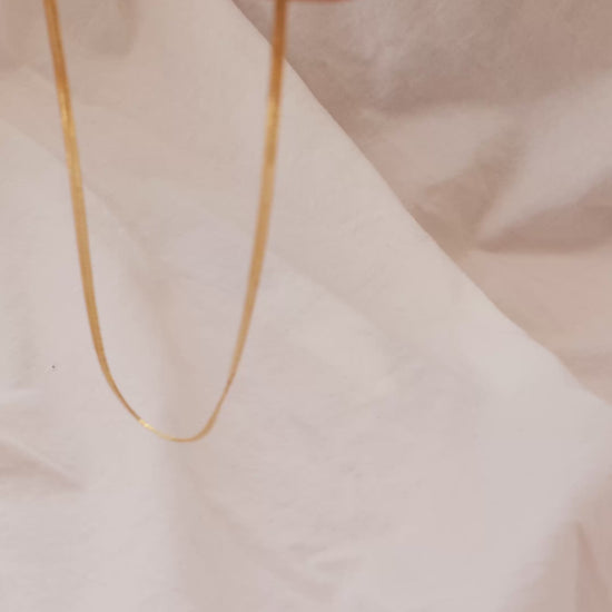 LucyKitty Gold Filled Mira Herringbone Chain Necklace