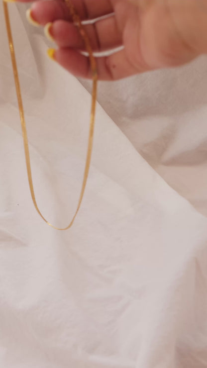 LucyKitty Gold Filled Mira Herringbone Chain Necklace