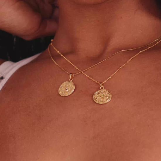 LucyKitty Gold Filled Zodiac Pendant Necklaces in Libra and Capricorn