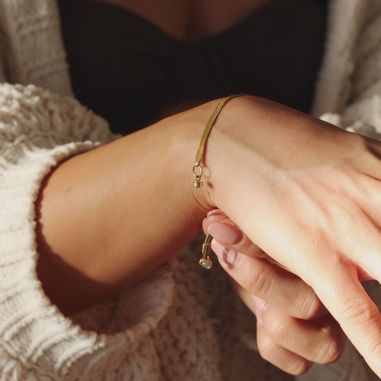 Model wearing a Bracelet with a Magnetic Clasp