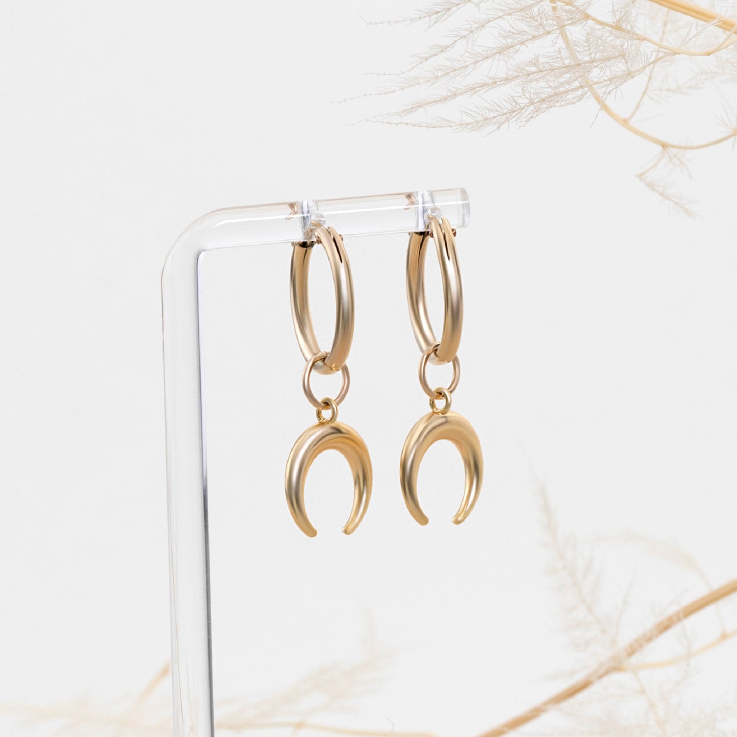 LucyKitty Gold Filled Lune Crescent Moon Earrings