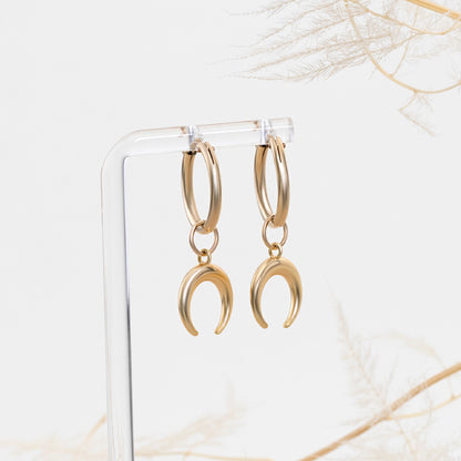 LucyKitty Gold Filled Lune Crescent Moon Earrings