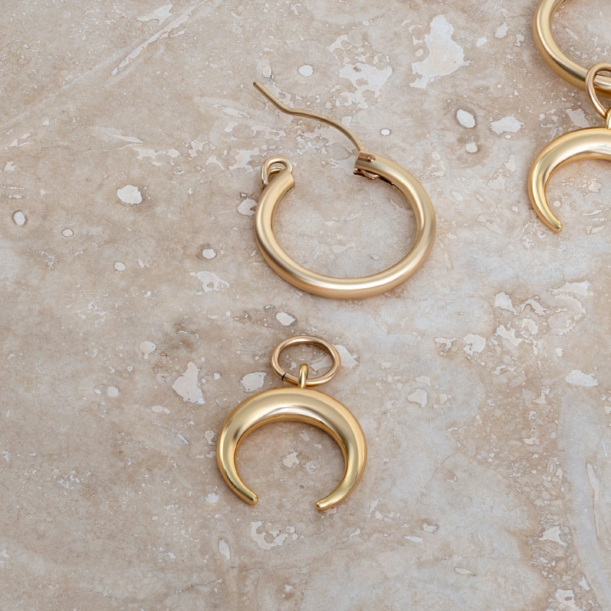 LucyKitty Gold Filled Lune Crescent Moon Earrings