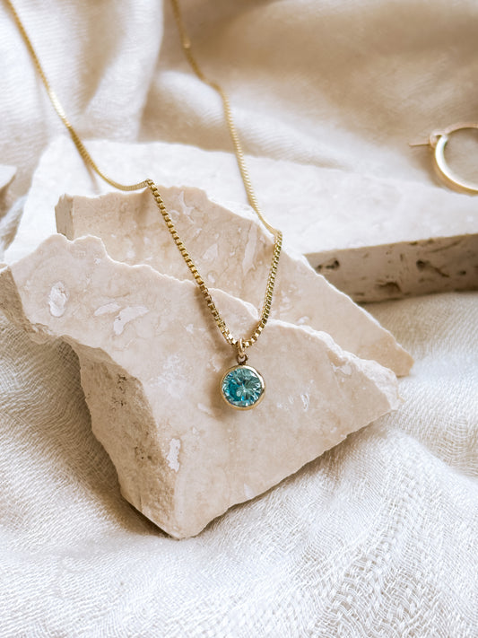 LucyKitty Gold Filled Aquamarine Necklace