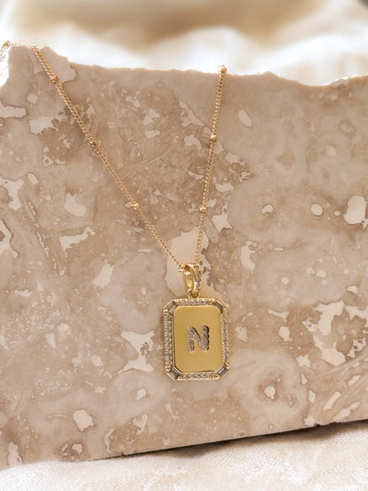 LucyKitty Gold Filled Carta Letter Pendant Saturna Chain