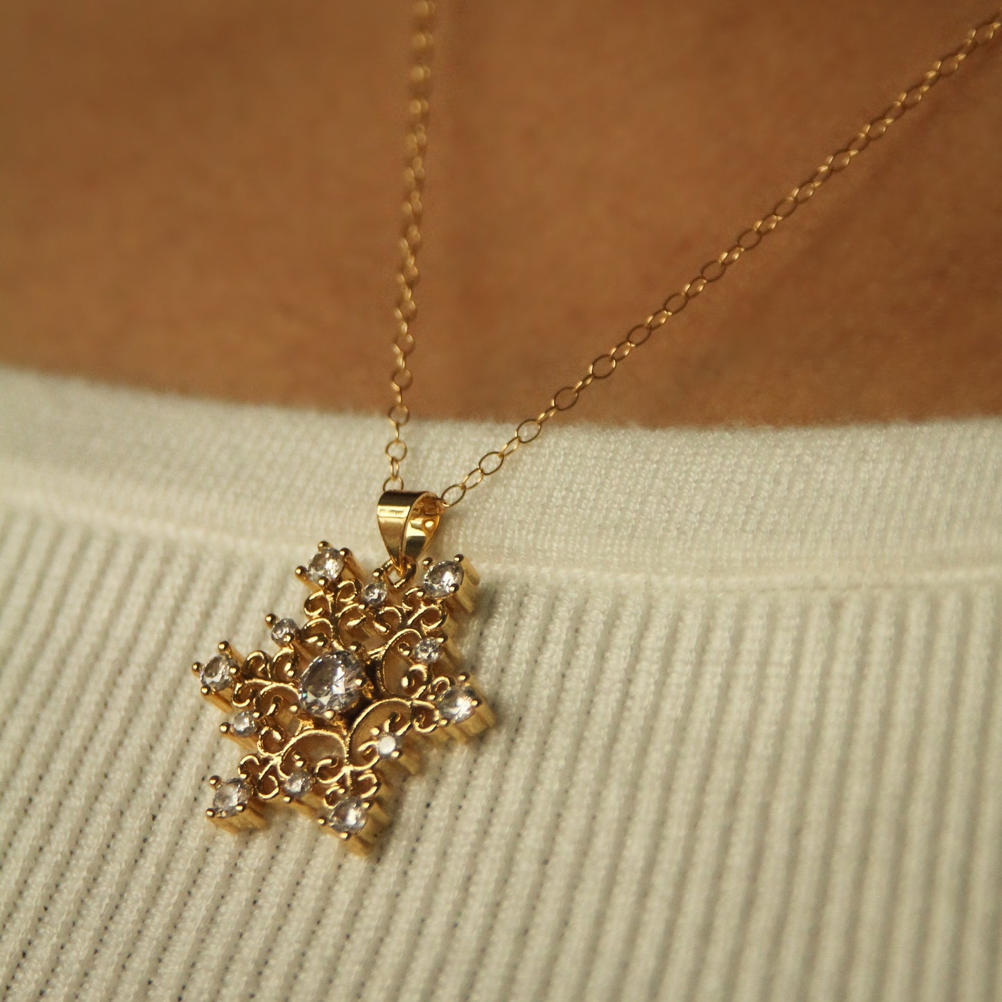 LucyKitty Gold Filled Freya Snowflake Necklace