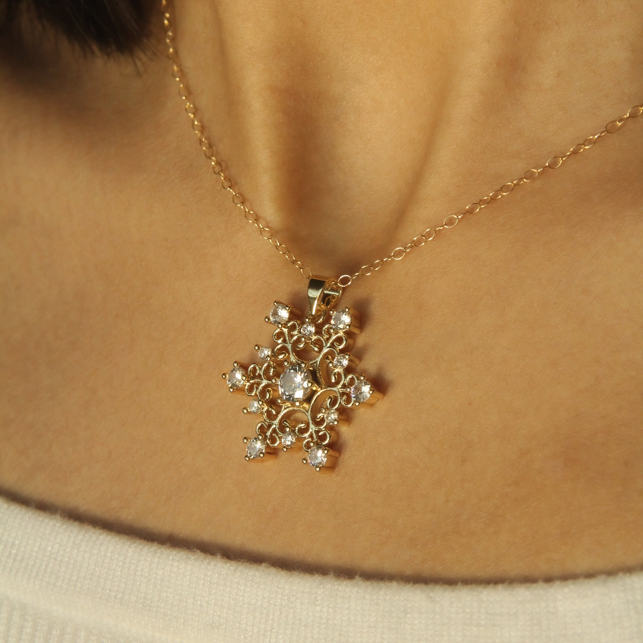 LucyKitty Gold Filled Freya Snowflake Necklace